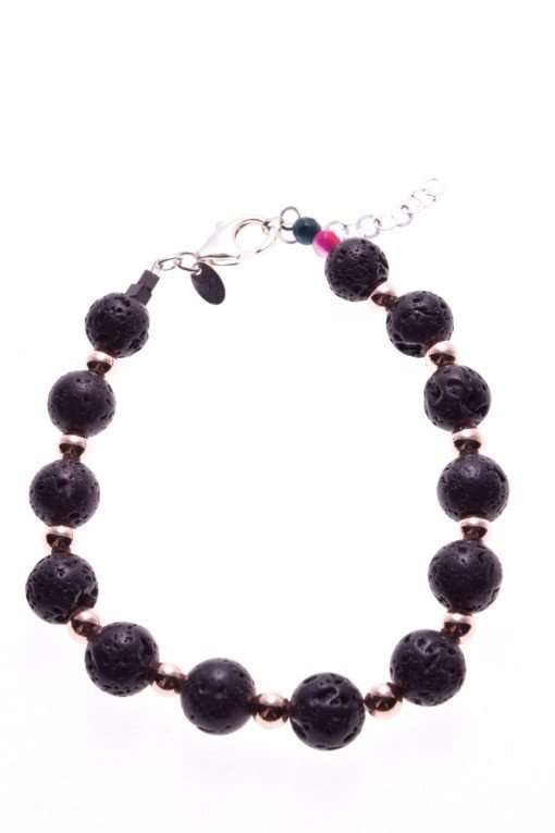 Bracciale pietre dure, lava ematite rosé, argento